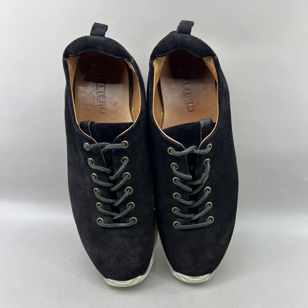 Buttero Carrera Casual Shoes Men Size 11 Black Suede Vibram Made Italy Sneakers - Picture 5 of 10